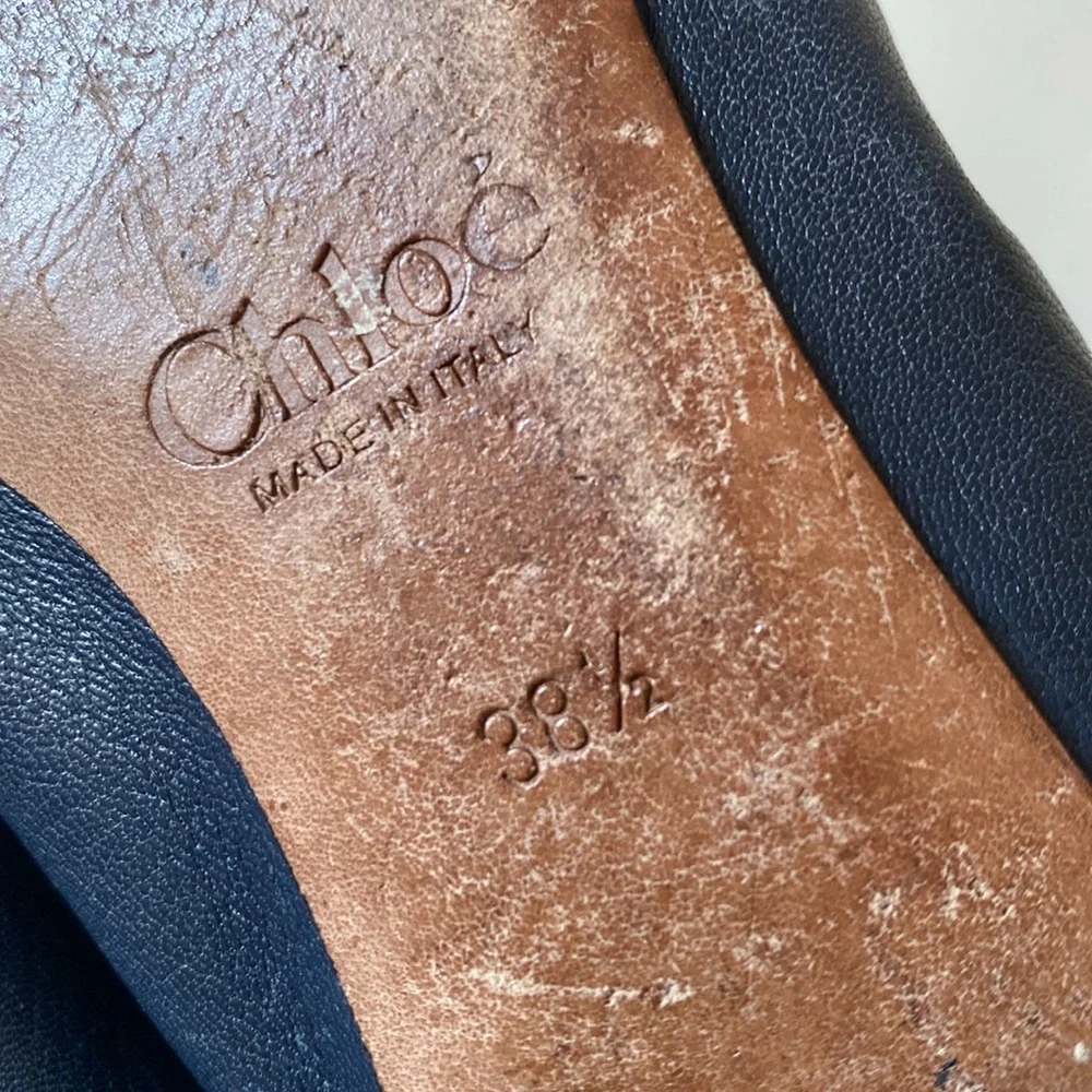 Chloe Scalloped Edge Navy Blue Flats - Picture 8 of 9